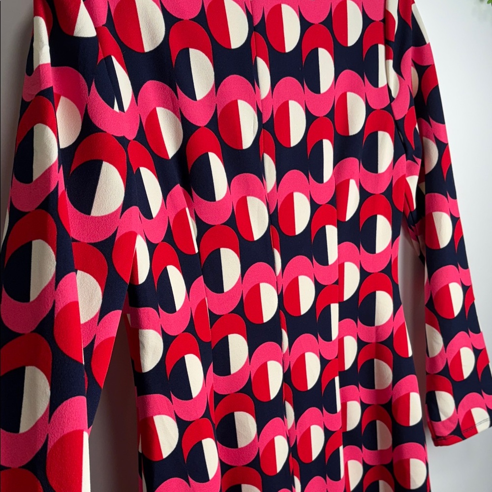 London Times Vibrant Pink and Navy Long Sleeve Dress - Picture 10 of 12